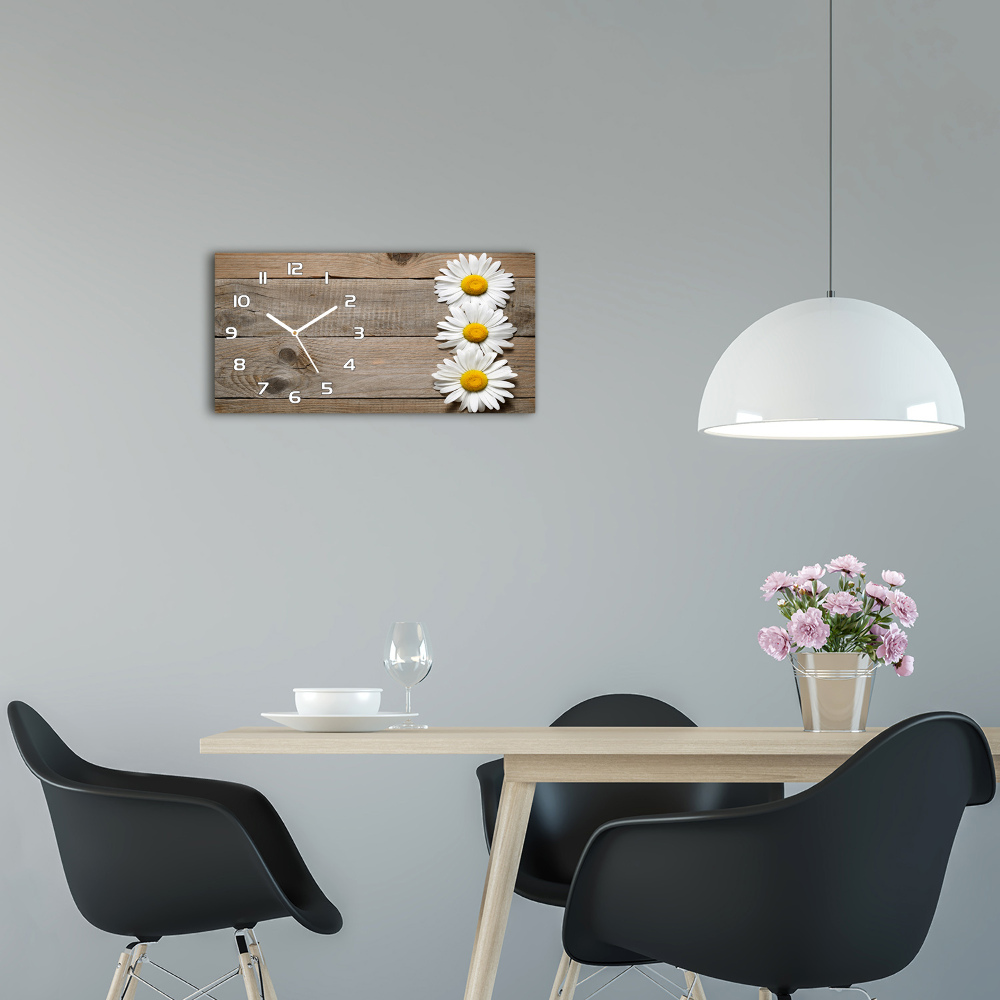 Horloge horizontale Marguerites bois