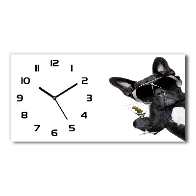 Horloge horizontale en verre Chien avec martini