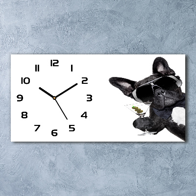 Horloge horizontale en verre Chien avec martini