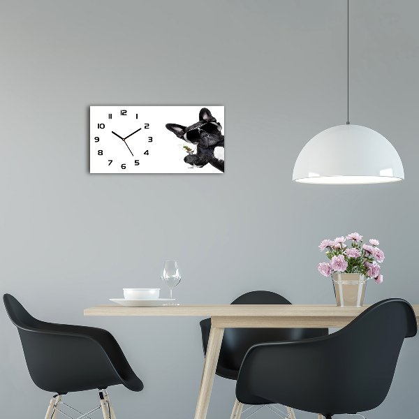 Horloge horizontale en verre Chien avec martini