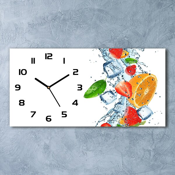 Horloge horizontale en verre Fruits avec glaçons