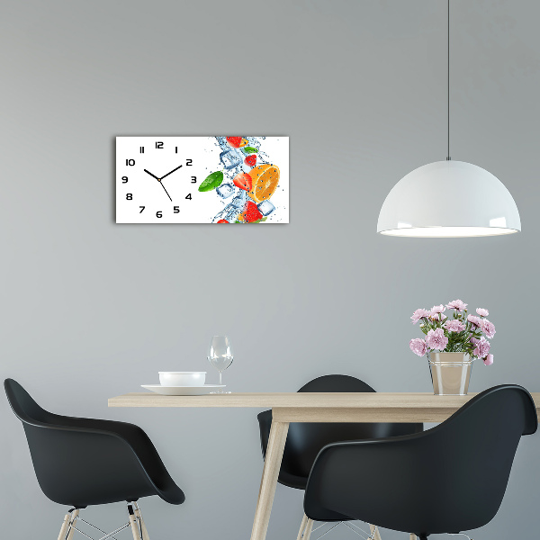 Horloge horizontale en verre Fruits avec glaçons