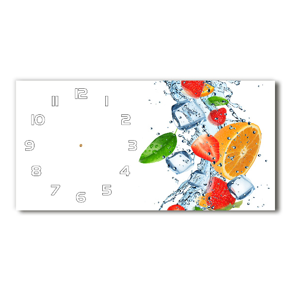Horloge horizontale en verre Fruits avec glaçons