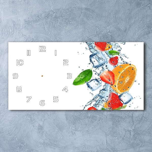 Horloge horizontale en verre Fruits avec glaçons