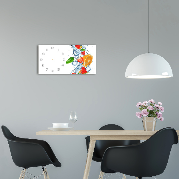 Horloge horizontale en verre Fruits avec glaçons