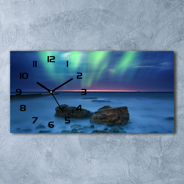Horloge horizontale en verre Aurore boréale