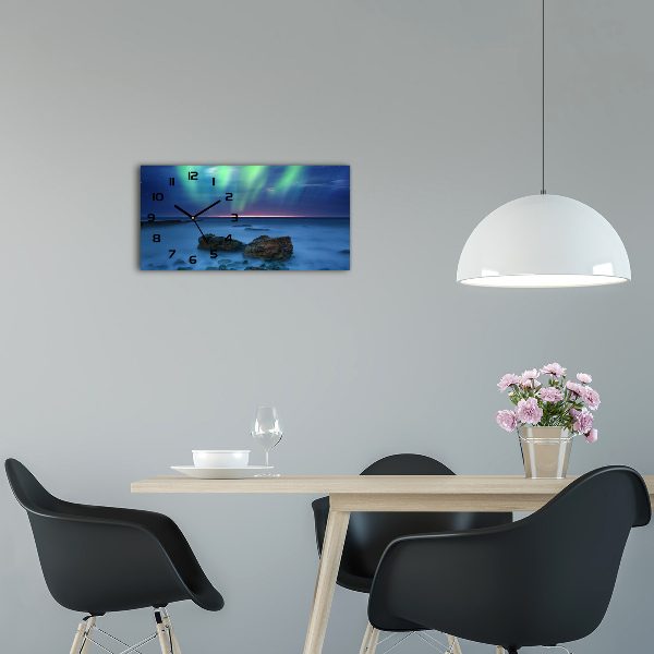 Horloge horizontale en verre Aurore boréale