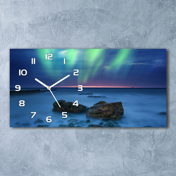 Horloge horizontale en verre Aurore boréale