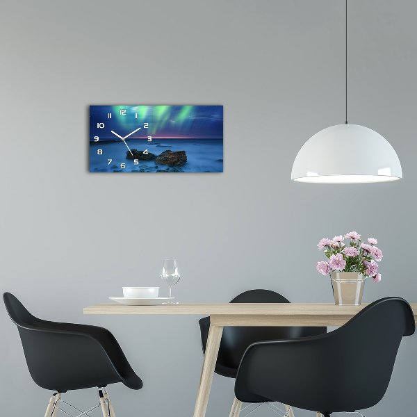 Horloge horizontale en verre Aurore boréale