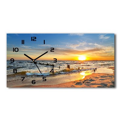 Horloge horizontale en verre Plage du coucher de soleil
