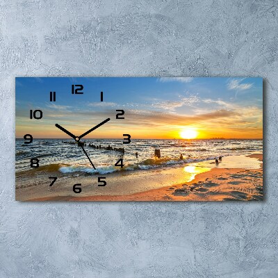 Horloge horizontale en verre Plage du coucher de soleil