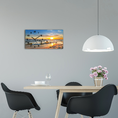 Horloge horizontale en verre Plage du coucher de soleil