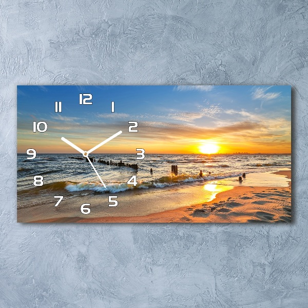 Horloge horizontale en verre Plage du coucher de soleil