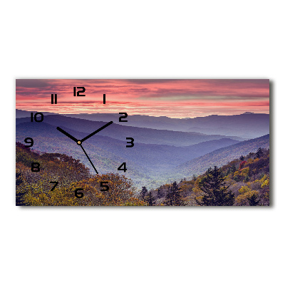 Horloge horizontale en verre Coucher de soleil sur la montagne