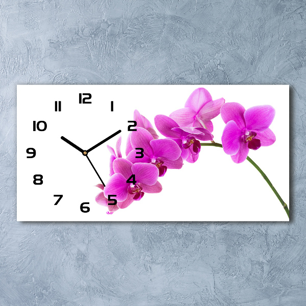 Horloge horizontale en verre Orchidée rose