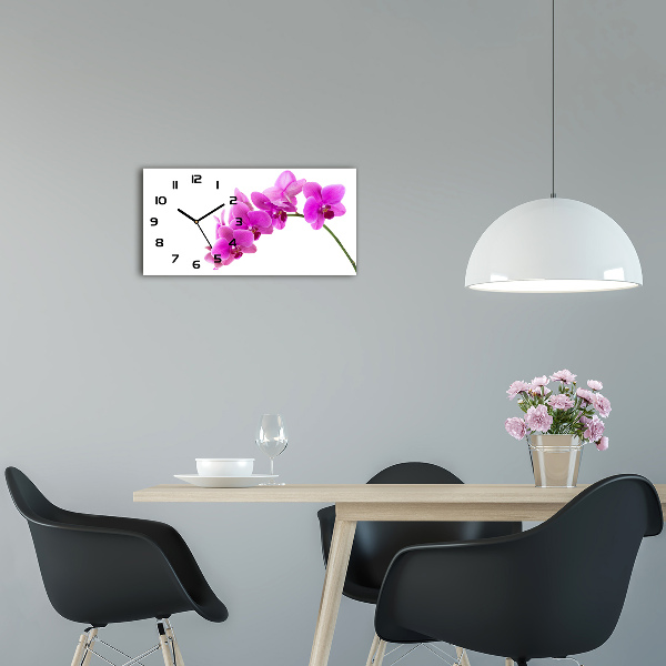 Horloge horizontale en verre Orchidée rose