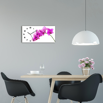 Horloge horizontale en verre Orchidée rose
