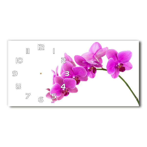 Horloge horizontale en verre Orchidée rose