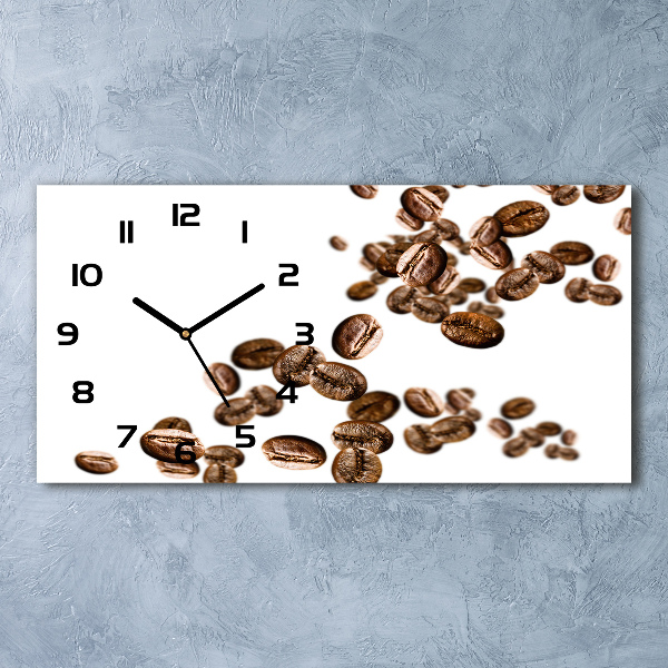 Horloge horizontale en verre Grains de café en vol