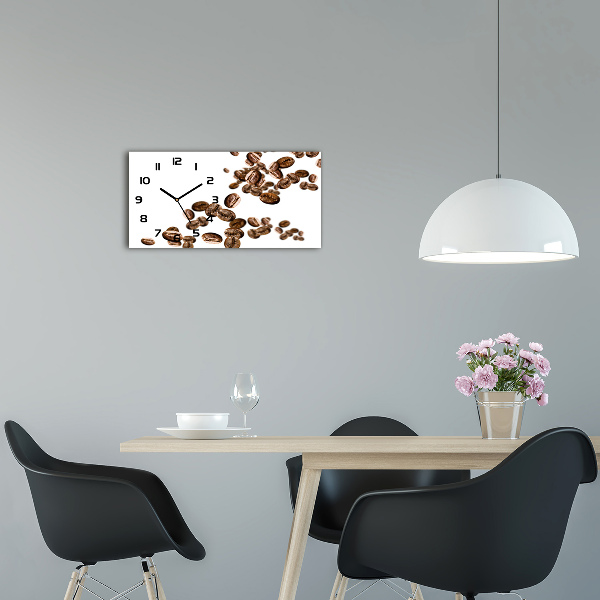 Horloge horizontale en verre Grains de café en vol