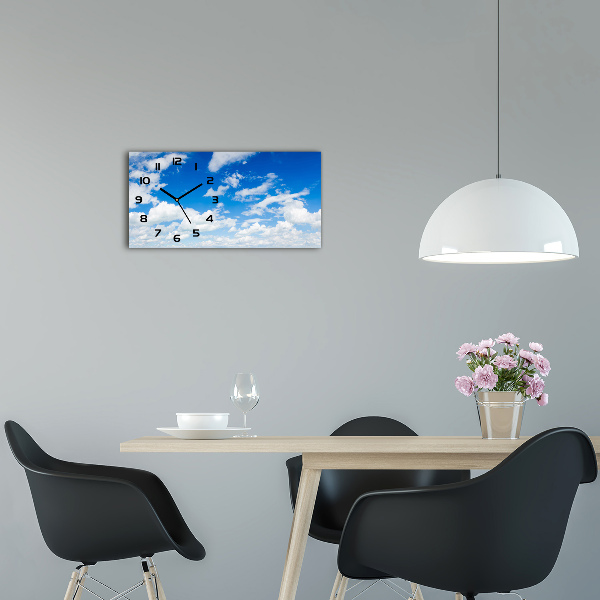 Horloge horizontale en verre Ciel bleu et nuages
