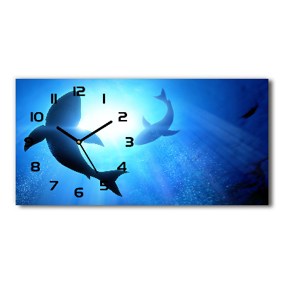 Horloge horizontale en verre Deux requins