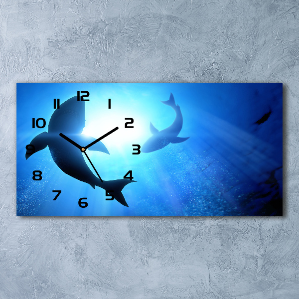 Horloge horizontale en verre Deux requins