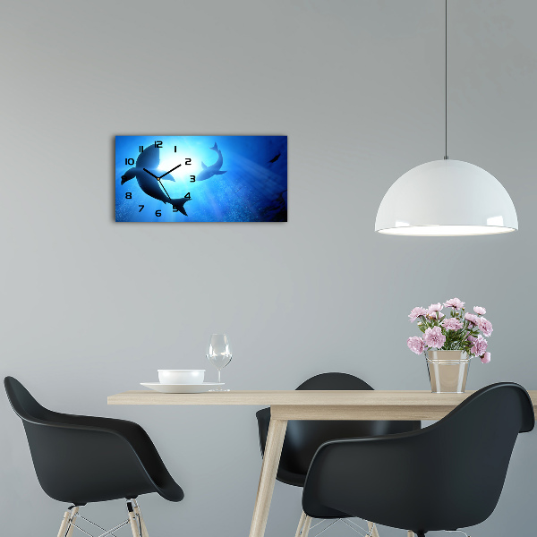 Horloge horizontale en verre Deux requins