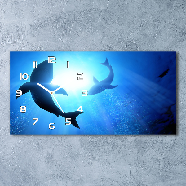 Horloge horizontale en verre Deux requins