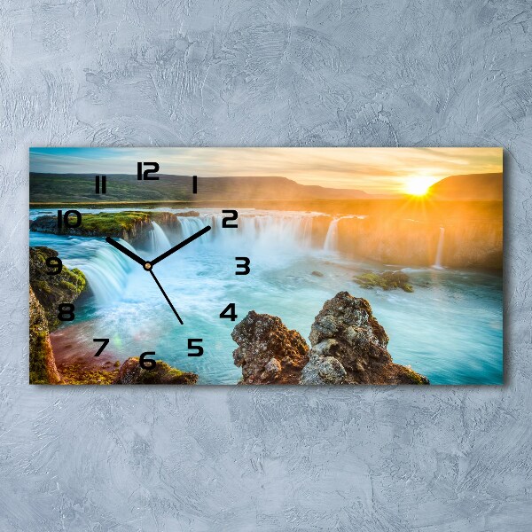 Horloge horizontale en verre Chute d'eau