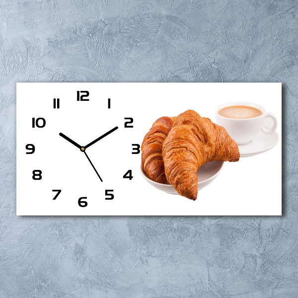 Horloge horizontale Croissants et café