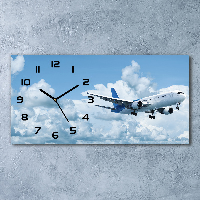 Horloge rectangulaire horizontale Avion dans le ciel