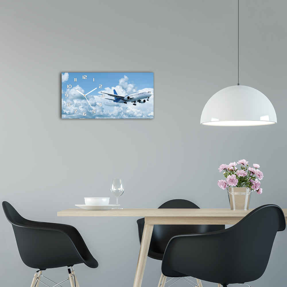 Horloge rectangulaire horizontale Avion dans le ciel