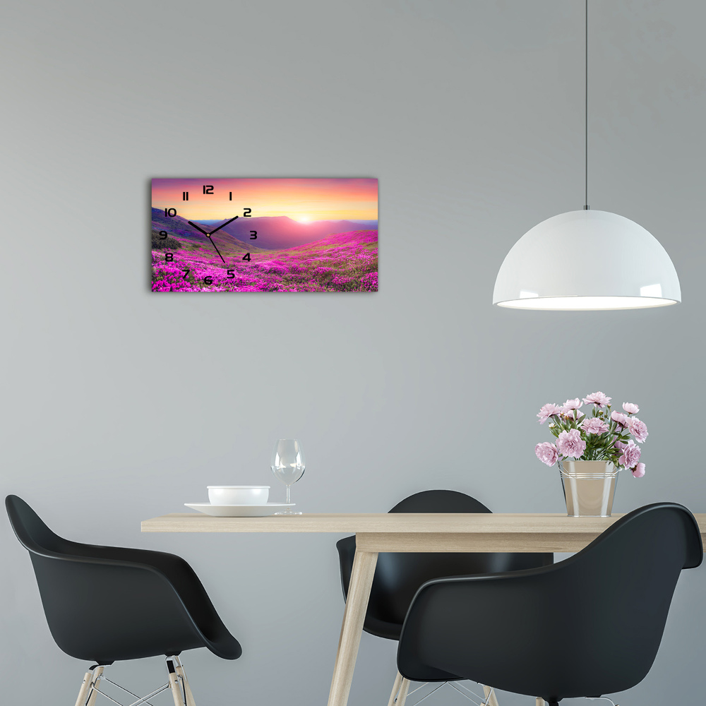 Horloge murale horizontale Collines roses