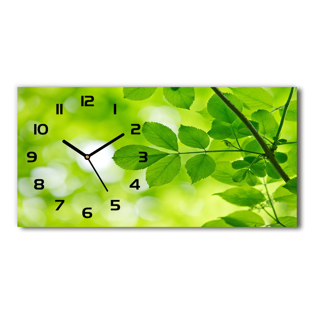 Horloge murale horizontale Feuilles vertes