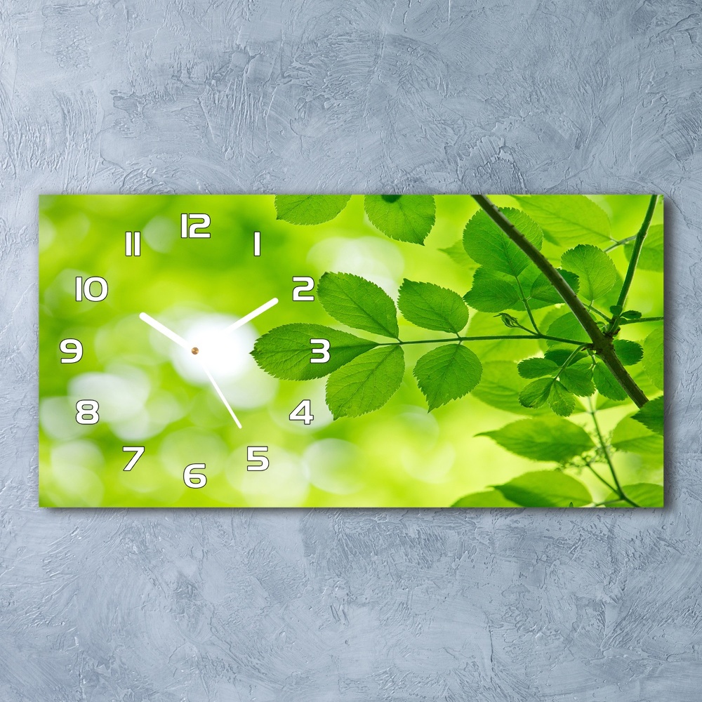 Horloge murale horizontale Feuilles vertes