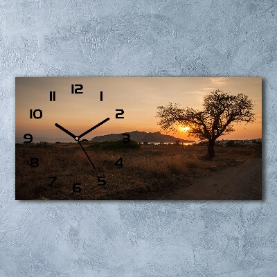 Horloge horizontale en verre Coucher de soleil