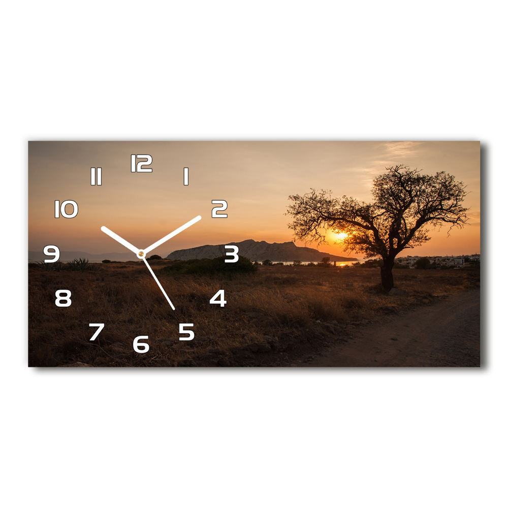 Horloge horizontale en verre Coucher de soleil