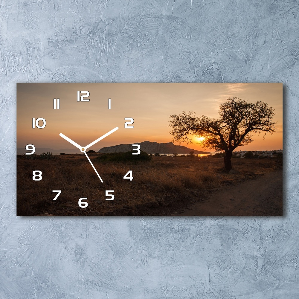 Horloge horizontale en verre Coucher de soleil