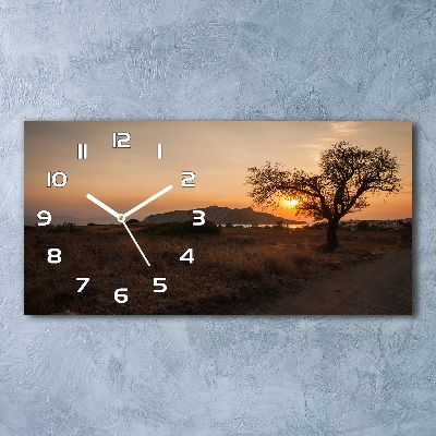 Horloge horizontale en verre Coucher de soleil