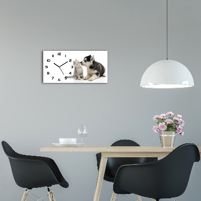 Horloge rectangulaire horizontale Chien et chat