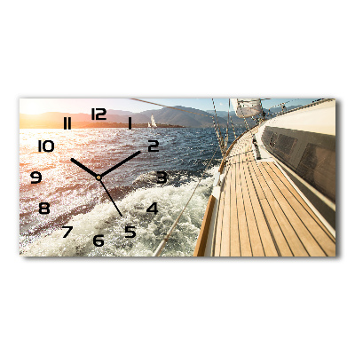Horloge horizontale en verre Voilier en mer