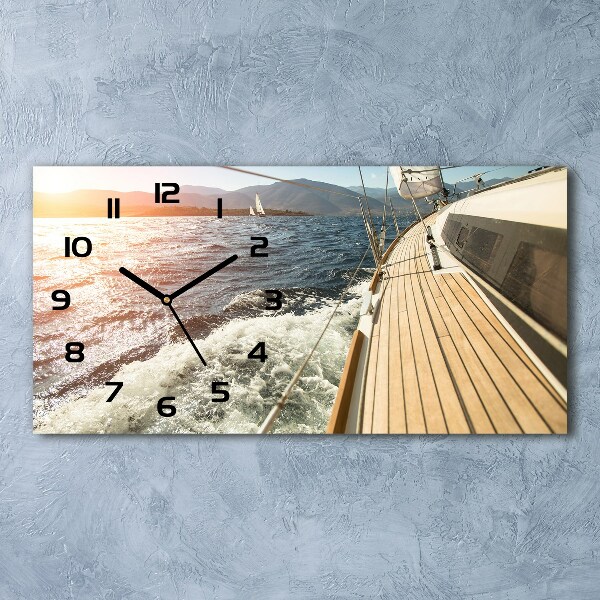 Horloge horizontale en verre Voilier en mer