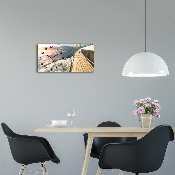 Horloge horizontale en verre Voilier en mer