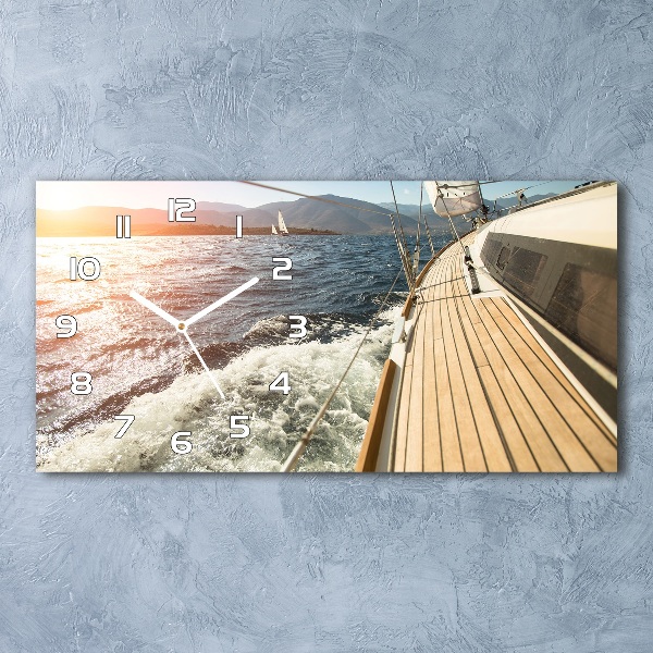 Horloge horizontale en verre Voilier en mer