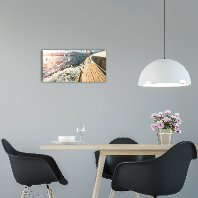 Horloge horizontale en verre Voilier en mer