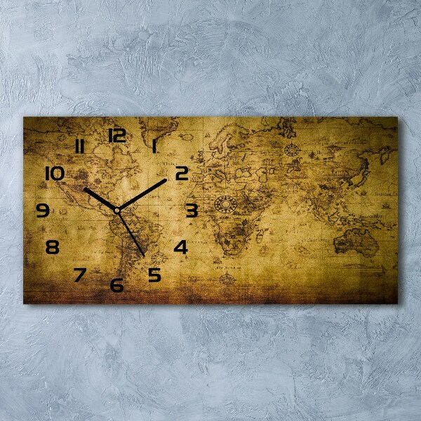 Horloge rectangulaire horizontale Ancienne carte du monde