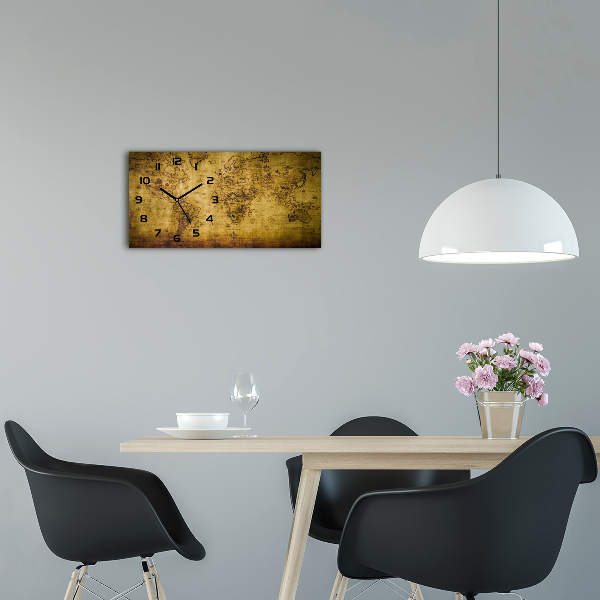 Horloge rectangulaire horizontale Ancienne carte du monde