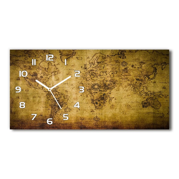 Horloge rectangulaire horizontale Ancienne carte du monde