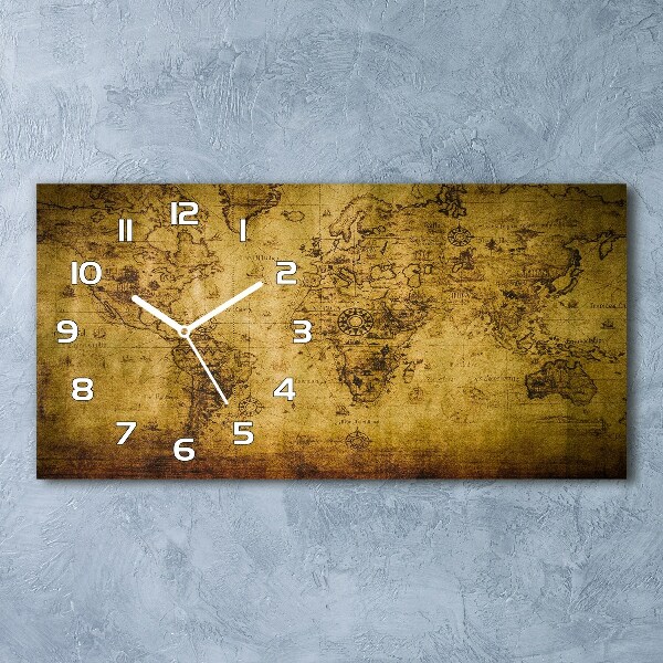 Horloge rectangulaire horizontale Ancienne carte du monde
